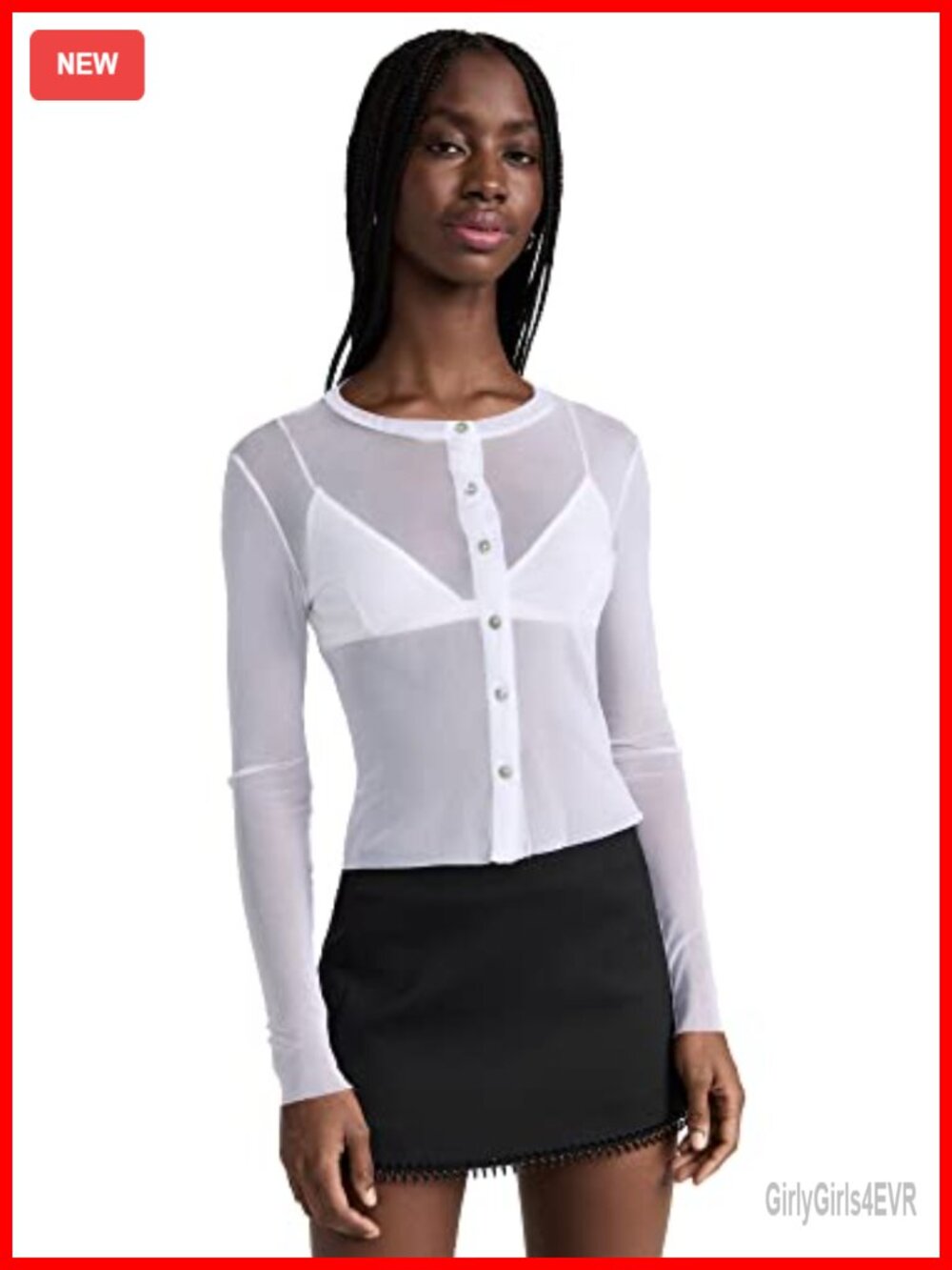 Tulle Cardigan Sweater Lightweight Stretch Mesh Button Front Long Sleeve